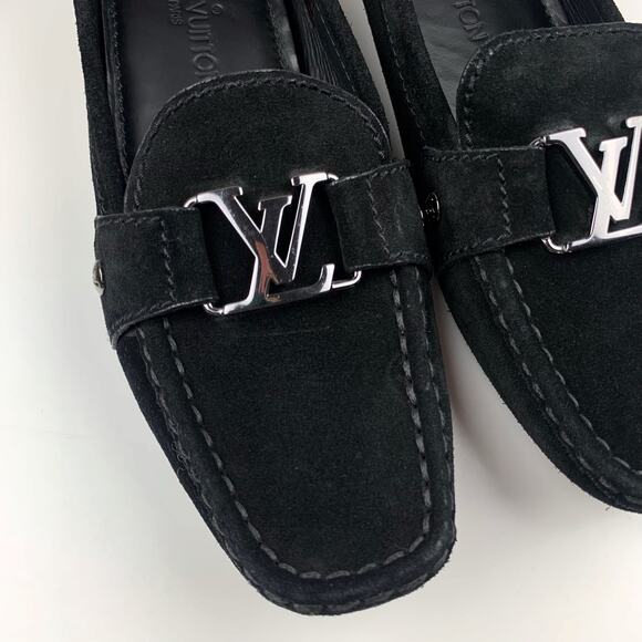 Louis Vuitton Monte Carlo Black Suede Moccasins Driving Shoes Womens 37.5 US 7.5 - Picture 3 of 13
